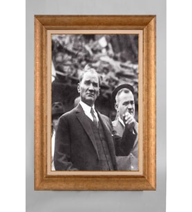 EV İŞYERİ OFİS İÇİN ALTIN ÇERÇEVELİ PASPARTULU ATATÜRK TABLO S686