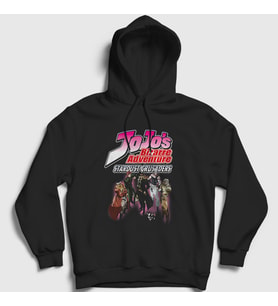 Presmono Unisex Siyah Stardust Crusaders Anime Jojo Kapüşonlu Sweatshirt 327327tt