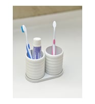 Modern Banyo Düzenleyici V2 - Diş Fırçalık Seti - İkili Set - Beyaz - 10cm