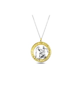 925 Ayar Gümüş Gold Kova Burcu Kolye
