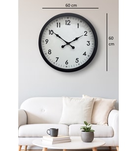 60 cm Siyah Dekoratif Metal Duvar Saati (Standart)