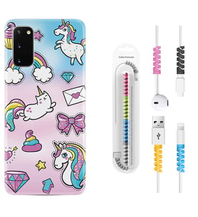 Samsung A02S A03S A10 A12 A13 A21S A22 Kılıf Kablo Koruma Spiral Silikon Unicorn Mektup 1800