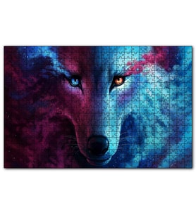Cakapuzzle Mistik Kurt Gözleri Mavi ve Kırmızı  Puzzle Yapboz MDF (Ahşap) (120 Parça)