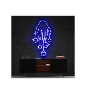 El Gezegenler Galaksi Figürlü Dekoratif Neon Tabela