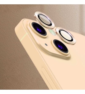 Apple Apple iPhone 13 Mini Kamera Lens Koruyucu HD Kalite Çerçeveli Tempered Glass Cam (Altın)