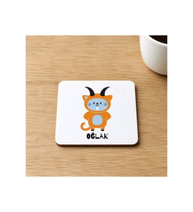 Oğlak Burcu ve Onla Alakalı Komik Açıklama Simgesi Baskılı 9x9 cm Kare MDF Bardak Altlığı Ahşap