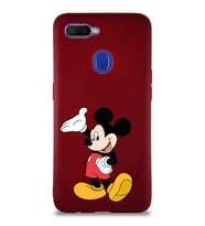 Oppo AX7 Soft Premier Kapak Mickey Mouse-C Tasarımlı Silikon Kılıf - Mürdüm (Şeffaf)