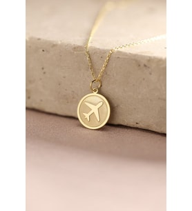 Kişiye Özel Minimalist Uçak Model Kolye 925K Gümüş (Gold)
