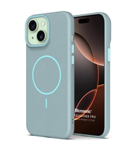 Microsonic Apple iPhone 15 Plus Kılıf MagLeather Pro Mavi (Mavi)