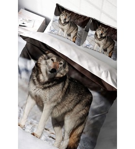 Lastikli Çarşaflı %100 Pamuk Saten Çift Kişilik Nevresim Takımı SnowWolf