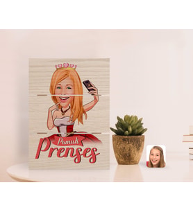 BK Gift Kişiye Özel Pamuk Prenses Karikatürlü Otantik Masaüstü Ahşap Palet Çerçeve-3 (Beyaz)