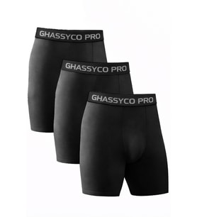Ghassy Co. Erkek Pamuklu Likralı Spor Boxer 3'lü Set Yumuşak Dokulu ve Rahat Kemerli (Siyah)