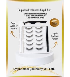 Eyeliner Yapıştırıcısı kirpik seti 6  Farklı Çift Doğal  Kirpik Ve 2 Adet Suya Dayanıklı  Eyeliner ( SİYAH)(ŞEFFAF)