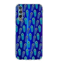 PrintiFy Honor 20 ile Uyumlu Nazar Boncuğu 4 Baskılı Kamera Korumalı Şeffaf Silikon Kılıf