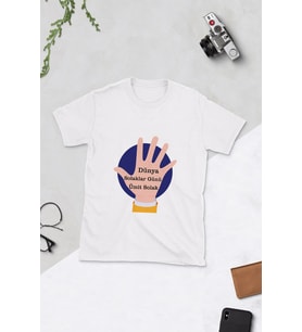 Kişiye Özel Dünya Solaklar Günü Tasarımlı T-Shirt (Beyaz)