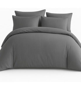 Kişilik Çizgili Saten Nevresim Takımı%100 Pamuk 200x220 - Yumuşak Dokulu Lüks Nevresim Takımı - 4 Parça - Nevresim 200x220 cm, Çarşaf 240x260 cm, Yastık Kılıfı 50x70 cm (2 Adet)