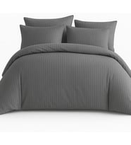 Kişilik Çizgili Saten Nevresim Takımı%100 Pamuk 200x220 - Yumuşak Dokulu Lüks Nevresim Takımı - 4 Parça - Nevresim 200x220 cm, Çarşaf 240x260 cm, Yastık Kılıfı 50x70 cm (2 Adet)