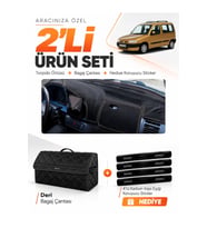 CITROEN BERLİNGO M49 (1996-2001) Uyumlu Torpido Örtüsü + Deri Bagaj Çantası + Sticker Seti - Siyah