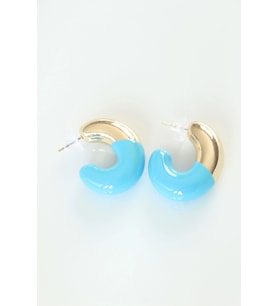 CCB Mavi Gold Çift Renk Küpe 5886