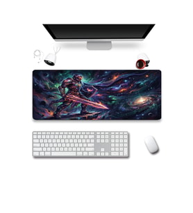 SonicTouch Kozmik Şövalye Siyah Dikişsiz Pürüzsüz Sıvı Geçirmez XXL Gamer Klavye Mousepad 40x90cm