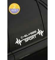 Citroen C-Elysee Nabız Kalp Atışı Ritim C-Elysee Araç Uyumlu Oto Sticker 2 Adet Beyaz 20*7CM