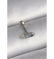 316L Çelik Gümüş Renk Mavi Zirkon Taşlı Tragus Piercing - TJ-PR1285