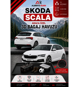 Skoda Scala 2019 - 2026 Araca Özel 3D Bagaj Havuzu