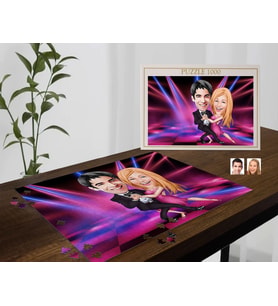 BK Gift Kişiye Özel Sevgililer Karikatürlü 1000 Parça Profesyonel Puzzle-10