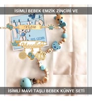 Sahi Aksesuar İsimli Bebek Emzik Zinciri ve İsimli Bebek Künye Seti BEZYI776