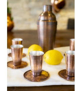 BAKIR SHOT BARDAĞI MEKSİKA MODEL OKSİTLİ RENK 6LI SET(12 PARÇA)