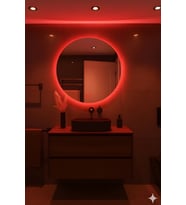 Digital Hayat  Buğu Çözücü Dokunmatik Dimlenebilir Yuvarlak Ayna  Beyaz Gün Işığı Amber Mavi Kırmızı LED Işıklı Dekoratif Banyo Makyaj  Aynası  50cm - 80cm
