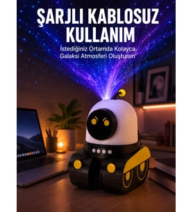 Northcity Robot Tasarımlı Yıldızlı Gökyüzü Projektör ve Bluetooth Hoparlör - Gece Lambası ve Eğlence İçin
