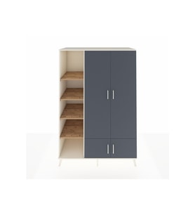 Kronos Dolap 6 Raflı 4 Kapaklı Tek Askılı 132x59x195 Aytaşı-Antrasit/Çam