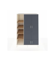 Kronos Dolap 6 Raflı 4 Kapaklı Tek Askılı 132x59x195 Aytaşı-Antrasit/Çam