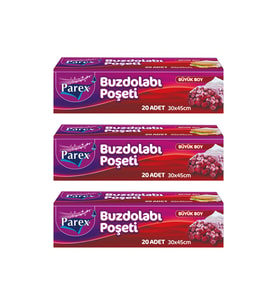 20'li Buzdolabı Poşeti Büyük Boy 30 x 45 cm Üçlü Paket