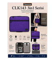 Classone 3in1 Serisi CLK143 13,14 inch Uyumlu Tablet Laptop El ve Omuz Çantası Mor