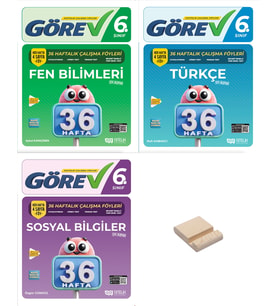 Nitelik 6. Sınıf Fen Türkçe ve Sosyal 36 Haftalık Görev Föyleri 3lü Set + Telefon Standı