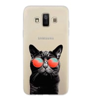 PrintiFy Samsung Galaxy J7 Duo ile Uyumlu 1mm Slim Fit Kedi 3 050d Baskılı Şeffaf  Kılıf