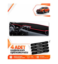 DACİA DUSTER 2 NESİL MAKYAJLI MAKYAJSIZ (2018-2023) Uyumlu Ön Torpido Koruma Kılıfı Halısı - Siyah Kırmızı