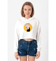 Meovv Meow Ekru Kadın Crop Kapşonlu
