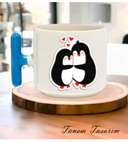 Bardak Kahve Çay Fincanı Hediye Sevgili Gün Penguen - T Kulp Kupa
