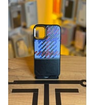 iPhone 11 Uyumlu Piksel Desenli ve Deri Detaylı Premium Stil Kılıf (Siyah)