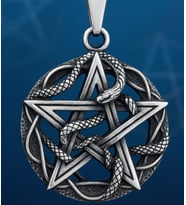 voyageaccessory Paslanmaz Çelik Gotik Tarz Antik Gümüş Renk Yılan Sarılı Pentagram Kolye