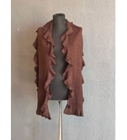 PAMUKLU FIRFIRLI DESENLİ KADIN ŞAL BOY 170X35 CM (Kahverengi)