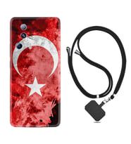 Xiaomi Mi 13 Lite Kılıf Resimli Boyun Askılı İpli Desenli Silikon Şanlı Türk Bayrağı 1315