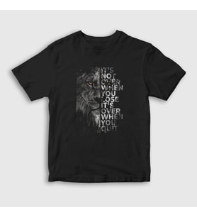 Presmono Unisex Çocuk Siyah Over Lion Aslan T-Shirt 305729tt