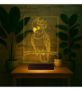 Luvivia Kakadu Papağan Pet Shop 3D Lamba - Masa Gece Lambası