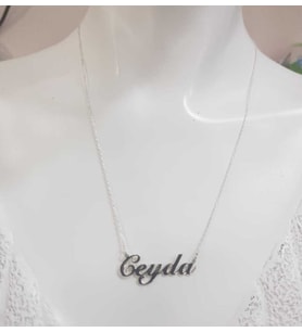 Vog Kişiye Özel Tasarım Ceyda Yazılı Isim Kolye 925 Ayar Gümüş Beyaz Renk Sarı,roze Renk Seçenek