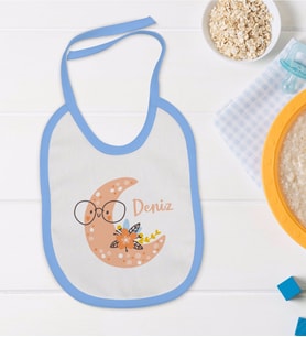 BK Kids Kişiye Özel Mavi Bebek Mama Önlüğü - Model 121