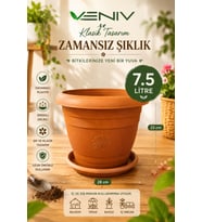 Dekoratif Antik Alt Tabaklı Saksı 7,50 Litre 1 Adet